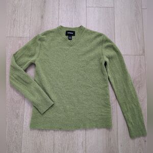 Express green 100% lamb wool v-neck knit sweater. 
